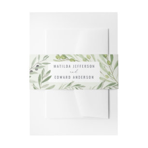 Olijfbijkantoor gepersonaliseerde bruiloft uitnodigingen wikkel