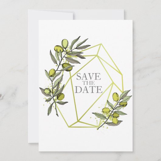 Olijfbijkantoren Natuur Greenery Botanical Wedding Save The Date (Voorkant)