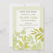 Olijfbijkantoren Natuur Greenery Botanical Wedding Save The Date (Achterkant)