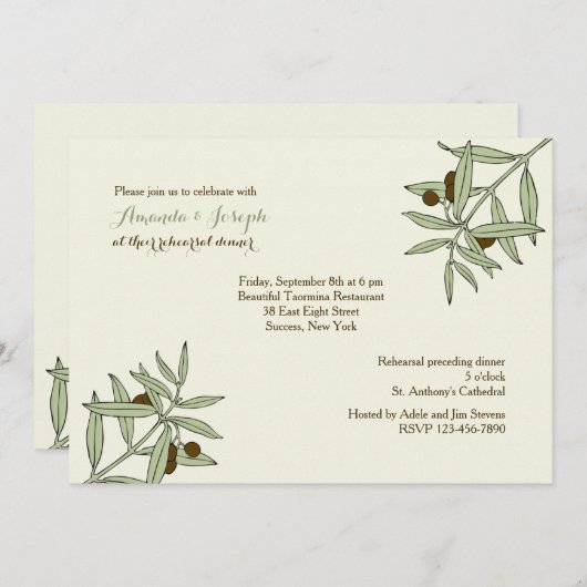 Olijfbijkantoren Uitnodiging (Voorkant / Achterkant)