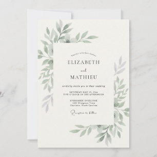 Olijfblad Eucalyptus Bruiloft Kaart