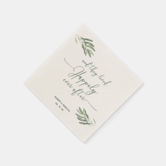 Olijfbladeren bruiloft servetten (Hoek)