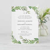 Olijfbladeren bruiloft uitnodiging (Staand voorkant)