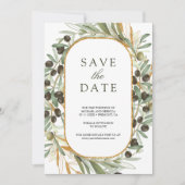 Olijfbladeren Fotocollage QR Code Wedding Save The Date (Voorkant)