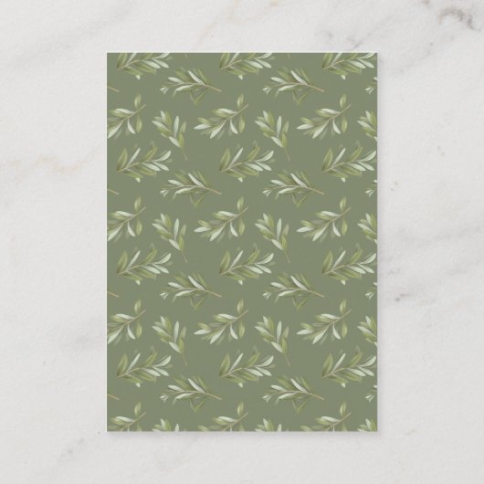 Olijfbladeren Gouden Tak QR Code RSVP Trouwen Informatiekaartje (Achterkant)