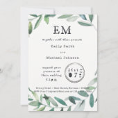 Olijfbladeren Huwelijk/Verloving/Diner Typeset Kaart (Voorkant)