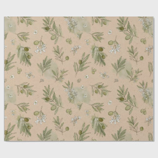 Olijfbladeren Takken Kraft Eco Botanische Verpakki Cadeaupapier