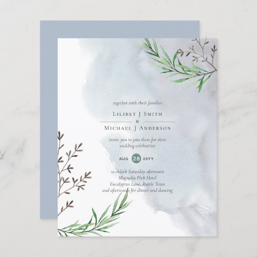 Olijfbladeren Trouw Stofblauw Citroen (Voorkant / Achterkant)