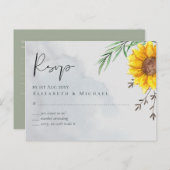 Olijfbladeren Zonnebloemen Rustieke Bruiloft Briefkaart (Voorkant / Achterkant)