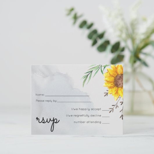 Olijfbladeren Zonnebloemen Rustieke Bruiloft Uitnodiging Briefkaart (Staand voorkant)