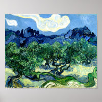 Olijfbomen met Alpilles (1889) Van Gogh fijne kuns