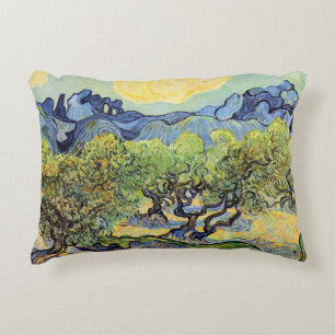 Olijfbomen met Alpilles door Vincent van Gogh Accent Kussen