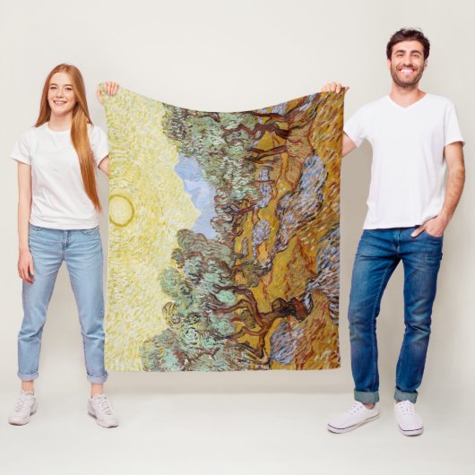 Olijfbomen met gele hemel en zon fleece deken (In situ)