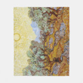 Olijfbomen met gele hemel en zon fleece deken (Voorkant)