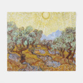 Olijfbomen met gele hemel en zon fleece deken (Voorkant (Horizontaal))