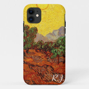 Olijfbomen met gele lucht en zon, van Gogh iPhone 11 Hoesje
