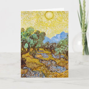 Olijfbomen van Van Gogh - Gouden Zon & Lucht Kunst Kaart