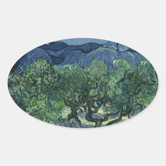 Olijfbomen van Van Gogh Ovale Sticker (Voorkant)