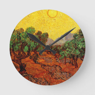 Olijfbomen van Vincent van Gogh met gele lucht en  Ronde Klok