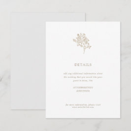 Olijfboom minimalistische bruiloft details | Goud Informatiekaartje