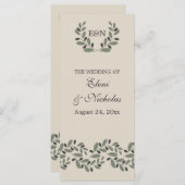 Olijfboomgaard en programma voor de bruiloft (Voorkant / Achterkant)