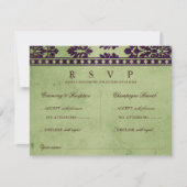 Olijfboomplant Olive Damask Lace Weddenschap Doubl RSVP Kaartje (Voorkant)