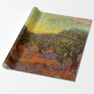 Olijfgaard, oranje lucht door Vincent van Gogh Cadeaupapier