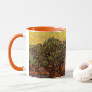 Olijfgaard, oranje lucht door Vincent van Gogh Mok