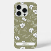 Olijfgroen Bloemen Eenvoudige Bloem Moderne Naam Case-Mate iPhone Case (Achterkant)