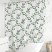 Olijfgroen botanisch bladpatroon douchegordijn