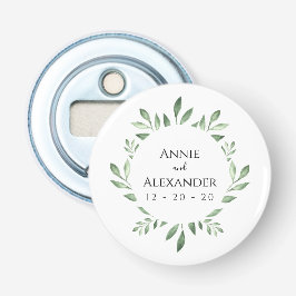 Olijfgroen Botanische Waterverf Button Flesopener