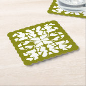 Olijfgroen deco kartonnen onderzetters (Gebogen)