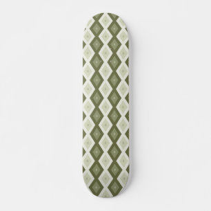 Olijfgroen diamantpatroon skateboard