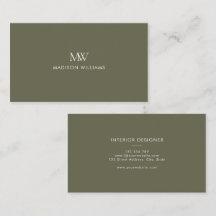 Olijfgroen eenvoudig elegant modern monogram