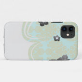 olijfgroen en aqua bloemendamast Case-Mate iPhone case (Achterkant (horizontaal))