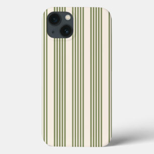 Olijfgroen en beige vijf strepen patroon iPhone 13 hoesje
