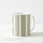 Olijfgroen en beige vijf strepen patroon koffiemok (Voorkant rechts)