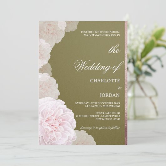 Olijfgroen en bleekroze pony Weddenschap Kaart (Staand voorkant)