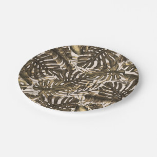 Olijfgroen- en crèmekleurige olifantenbruiloft papieren bordje