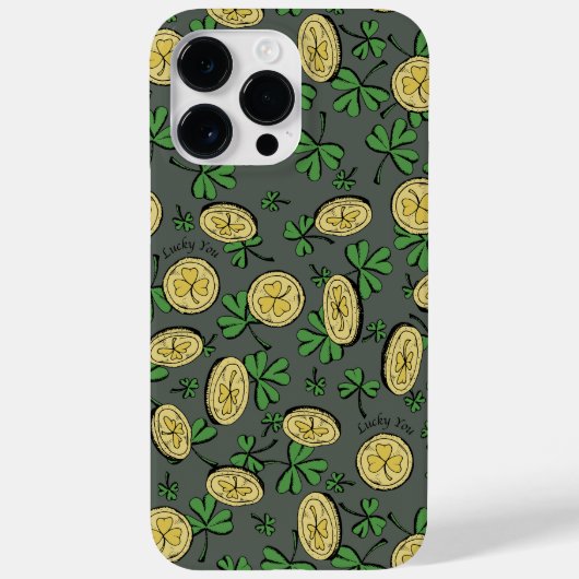 Olijfgroen en goud St Patrick's Lucky You Shamrock Case-Mate iPhone Case (Achterkant)