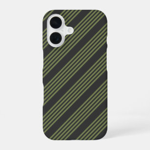 Olijfgroen en houtskool met vijf strepen iPhone 16 hoesje