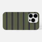 Olijfgroen en houtskool met vijf strepen iPhone hoesje (Achterkant horizontaal)