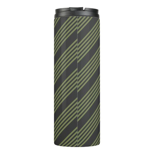 Olijfgroen en houtskool met vijf strepen thermosbeker (Achterkant)