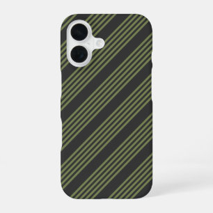 Olijfgroen en koolstof vijf strepenpatroon iPhone 16 hoesje