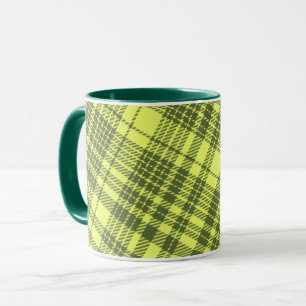 Olijfgroen en limoengele Plaid Tartan Mok