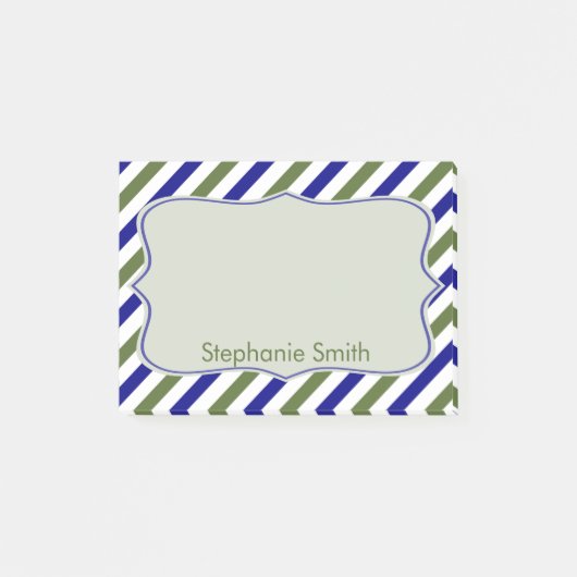 Olijfgroen en marineblauw blikstrips post-it® notes (Voorkant)