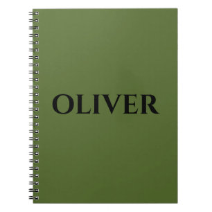 Olijfgroen en minimalistische zwarte naam notitieboek