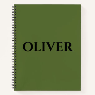 Olijfgroen en minimalistische zwarte naam notitieboek