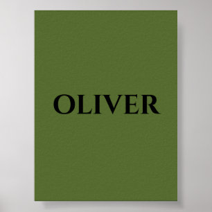 Olijfgroen en minimalistische zwarte naam poster