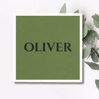 Olijfgroen en minimalistische zwarte naam